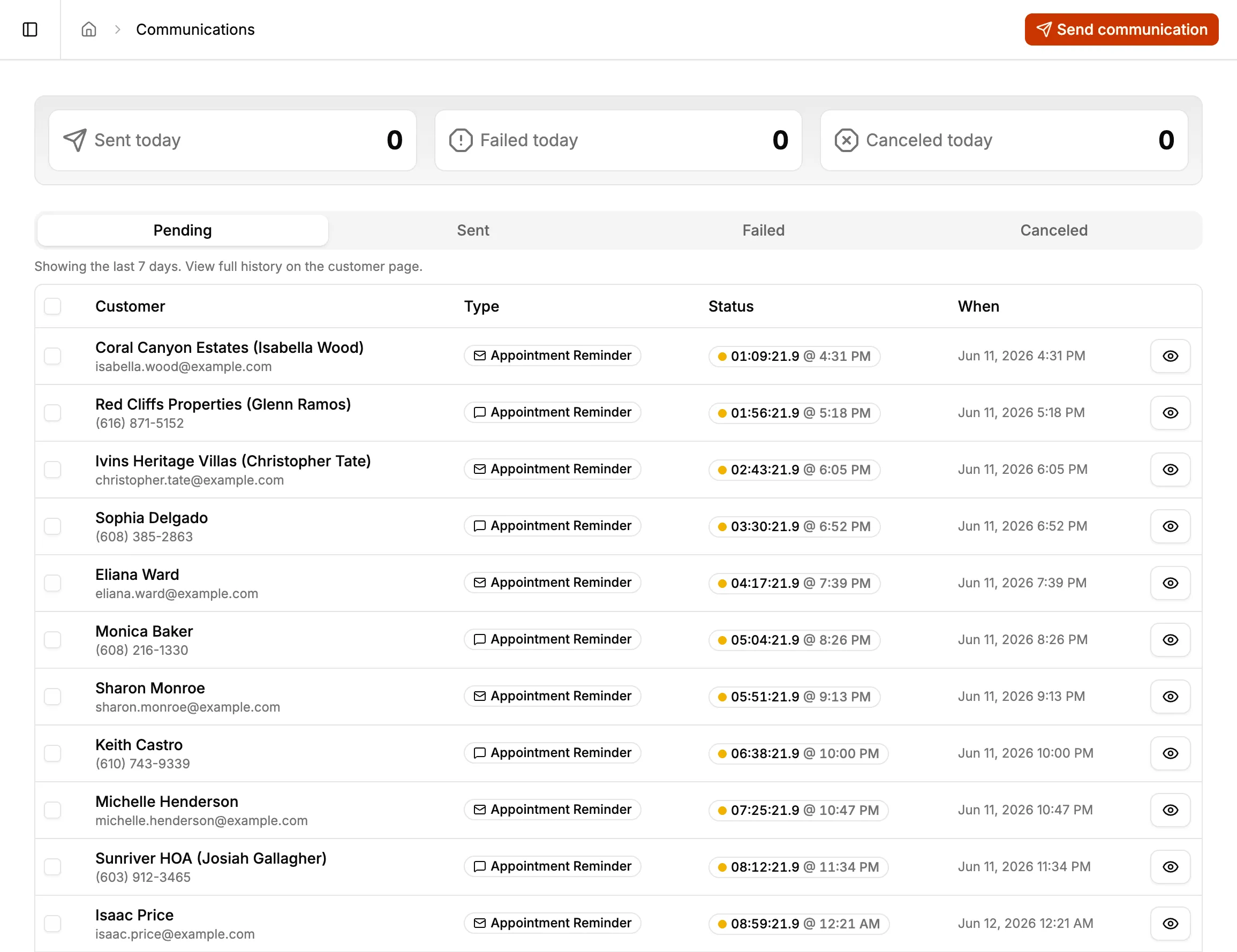 Customer communications in BlazeRoutes