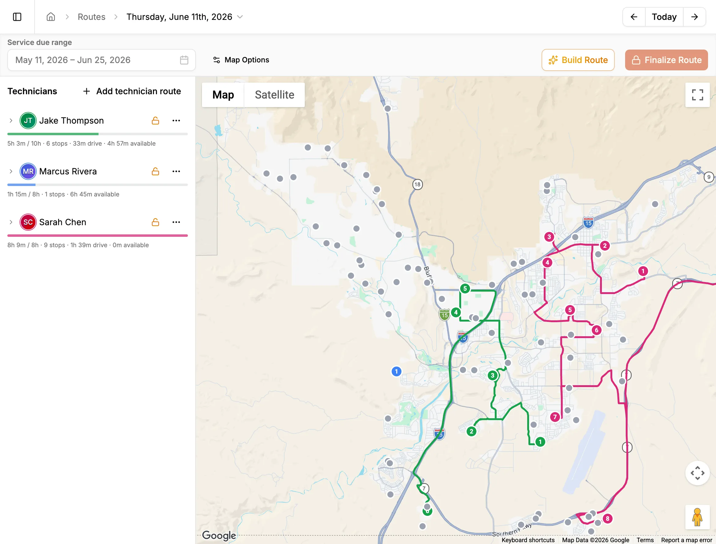 Route planning in BlazeRoutes